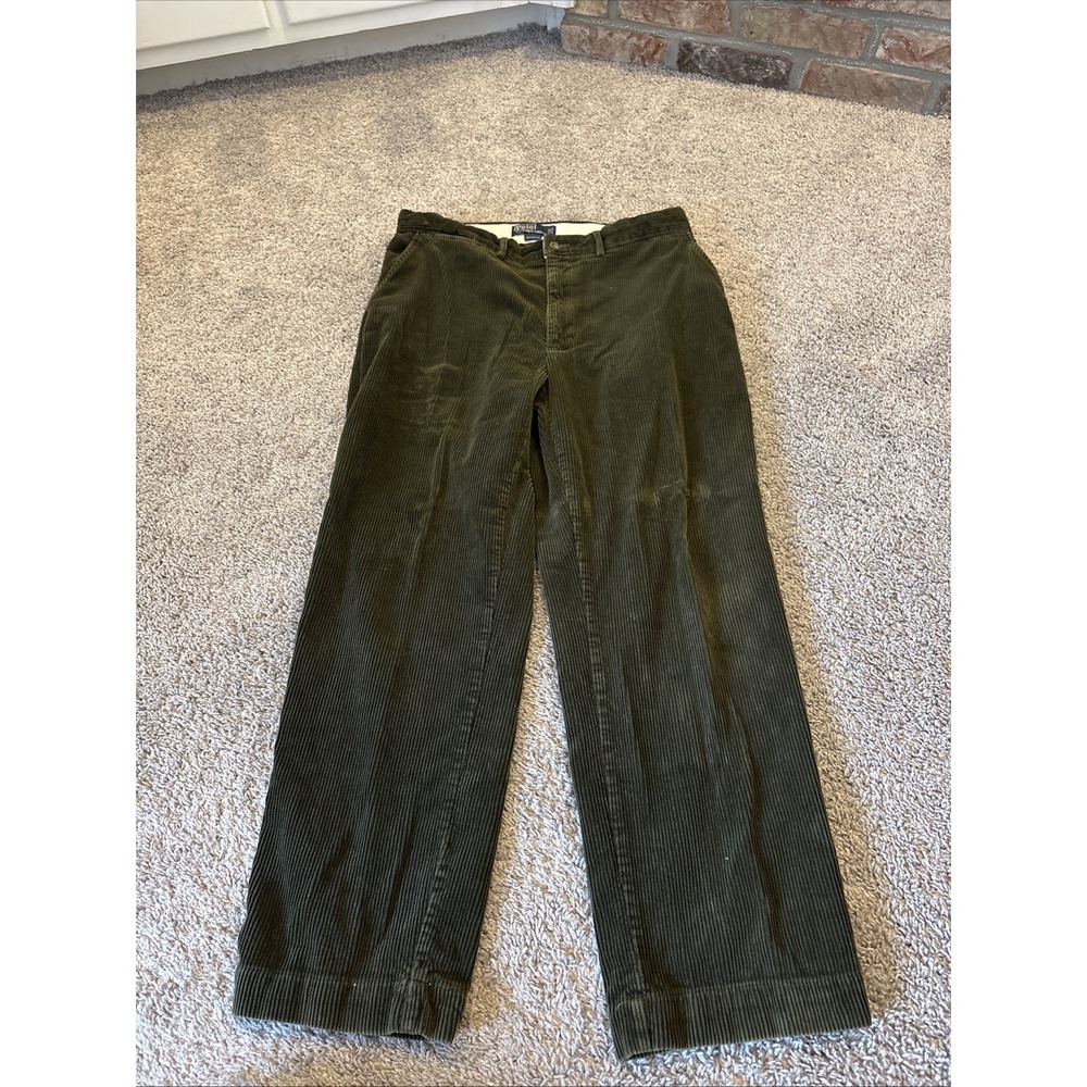 Polo Ralph Lauren Men's Straight Corduroy Pants 35x30 Olive Army Green Casual